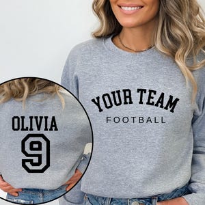 Personalized Football Team Name and Number Sweatshirt, Gift For Football Team Lover, Football Mama Hoodie, Game Day Women, Football Mom Tee