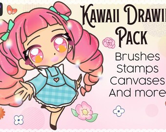 Tekenpakket Kawaii procreate| kawaii voortplanten| kawaii-penselen| penselen voortplanten| tekenset voortplanten