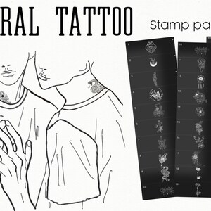 Floral tattoo procreate stamp pack| tattoo procreate stamp| procreate stamp set| floral procreate| procreate brush set