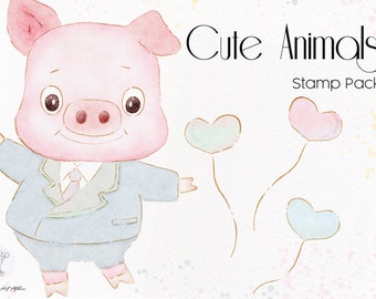 Animales lindos procrear paquete de sellos/ animales dinámicos procrear pinceles/ animales/ lindo procrear