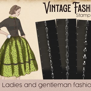 Fashion procreate stamps, procreate brushes, brush stamps, vintage, vintage fashion stamps, procreate dress