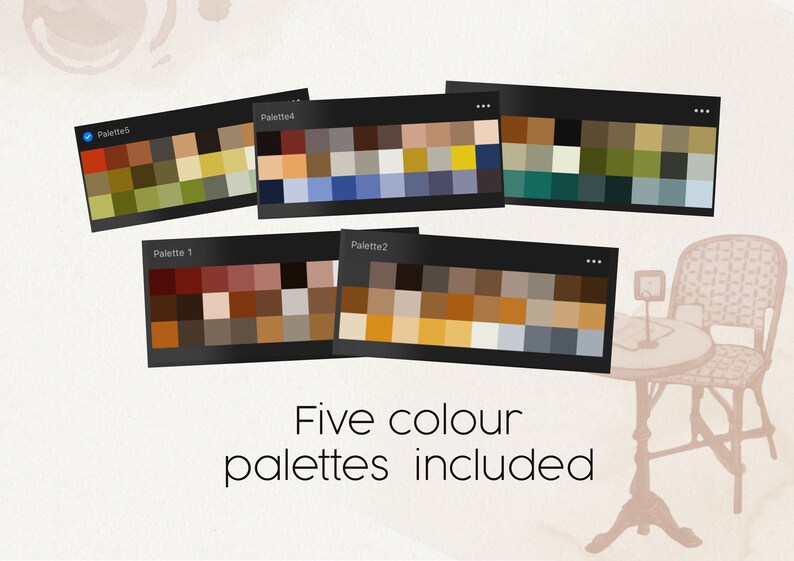 French Cafe Digital Drawing Kit for Procreate, Procreate Watercolor