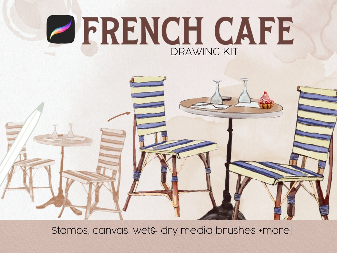 French Cafe Digital Drawing Kit for Procreate, Procreate Watercolor