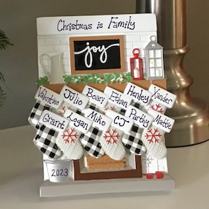 Fireplace Mantle Tabletopper - Personalized for Families Sized 2-12, Christmas Tabletopper Decoration