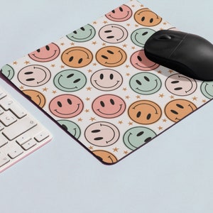 Colorful Smiley Mouse Pad | Cute Mouse Pad | Cute Office Decor | Rectangle Mouse Pad (9" x 8")