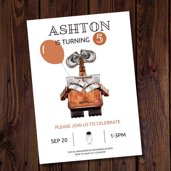 Wall E Invitation Etsy