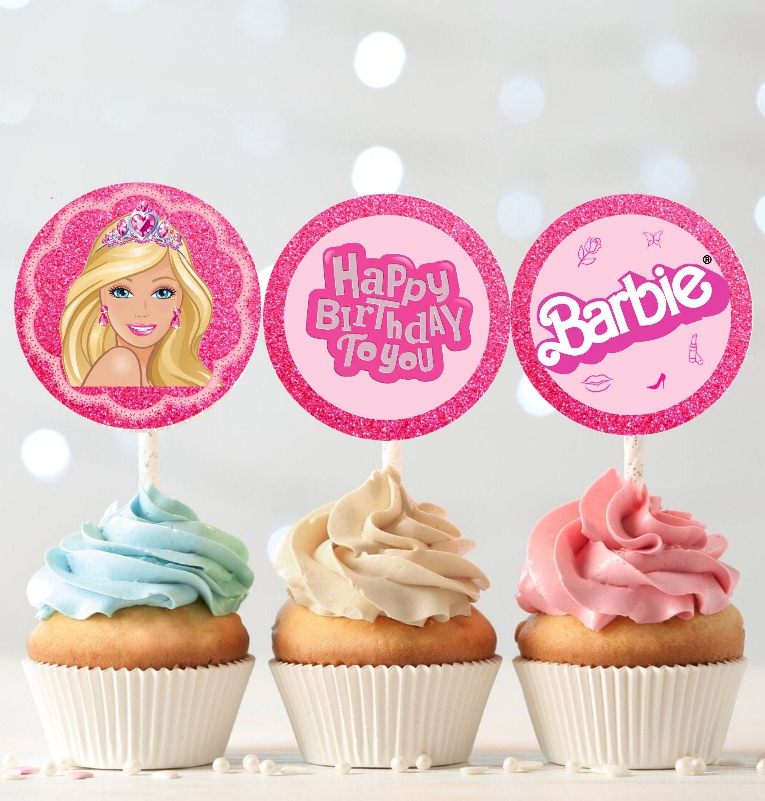 Barbie Cupcake & Cake Decoration Toppers 12 ct 