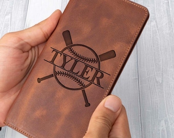 Custom Baseball Wallet, Genuine Leather Wallet, Baseball Coach gift, Baseball player Gift, Christmas Gifts for Baseball Lovers,Custom Wallet