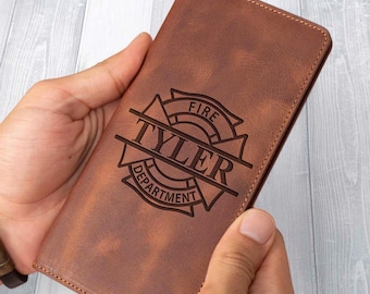 Personalized Firefighter Wallet Gift, Firefighter Dad Wallet Gift, Engraved Leather Wallet, Fire Crew Monogram Gift, Christmas Fireman Gift