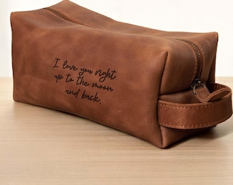Custom Dopp Kit For Men, Leather Toiletry Bag,Shaving Kit, Mens Travel Kit, Personalized Gift, Christmas Gift For Him, 22th Anniversary Gift