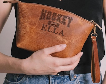 Neceser de viaje para mamás deportistas, neceser de maquillaje para mamás de hockey, estuche de cosméticos de regalo para mamás de hockey, organizador de belleza para aficionadas al hockey, regalo para mamás tigre,