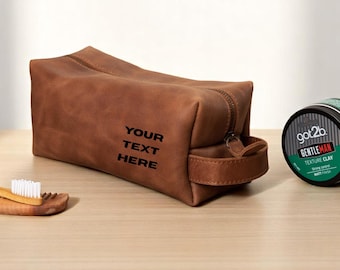 Personalized Groomsmen Gift,Dopp Kit Bag,Customized Leather Toiletry Bag,Monogram Mens Toiletry Bag,Leather Custom Gift for Guys,Christmas