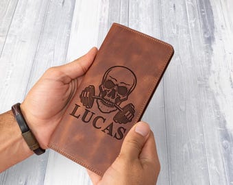 Regalo para culturista, Cartera personalizada para aficionado al gimnasio, Regalo para fanático del levantamiento de pesas, Cartera de regalo para levantamiento de pesas, Idea de regalo de Navidad para amantes del fitness