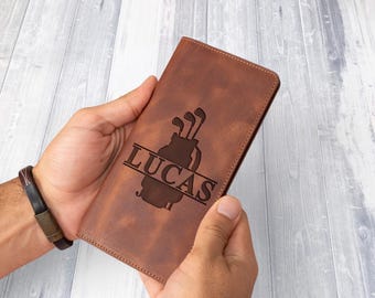 Cartera de piel personalizada, regalo para golfistas, regalo de graduación de golf para hijo o sobrino, regalo al por mayor para equipo de golf, regalo de golf para papá, esposo o él, Navidad