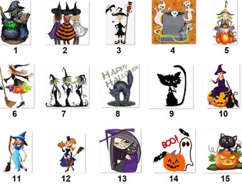 May include: A set of 25 Halloween-themed digital clipart images featuring witches, pumpkins, cats, ghosts, and other spooky characters. The images are in a cartoon style and are perfect for use in digital projects such as scrapbooking, card making, and web design.