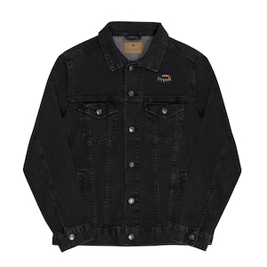 Embroidered Logo Denim Jacket - Faded Black