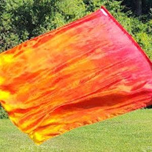 Presence of God- Single Layer Hand Painted Silk Habbotai 5mm - Worship Praise Dance Set of 2 Flags
