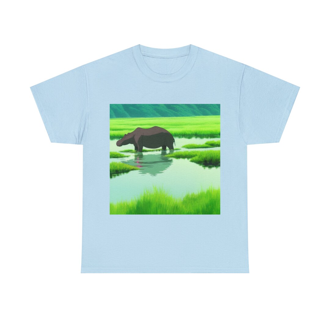 Hippo Design Tee Hippo Ghibli Style Hippopotamus T Shirt Etsy
