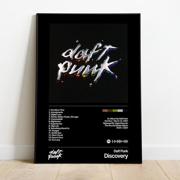 Daft Punk - Discovery - Album Artwork Black Print Poster Vintage