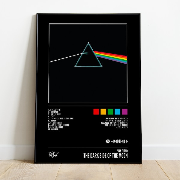 Pink Floyd - The Dark Side of The Moon - 1973 - Album Artwork Black Print Poster Vintage