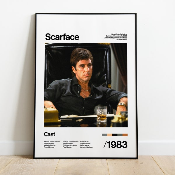 Scarface - 1983 - Al Pacino - Movie Artwork Home Decor Print Poster Gift Vintage Hollywood