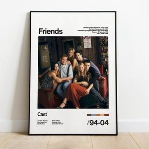 Friends - 1994 / 2004 - Rachel, Monica, Phoebe, Joey, Chandler, Ross - Movie TV series Poster BFF Artwork Print Gift Vintage Home Decor
