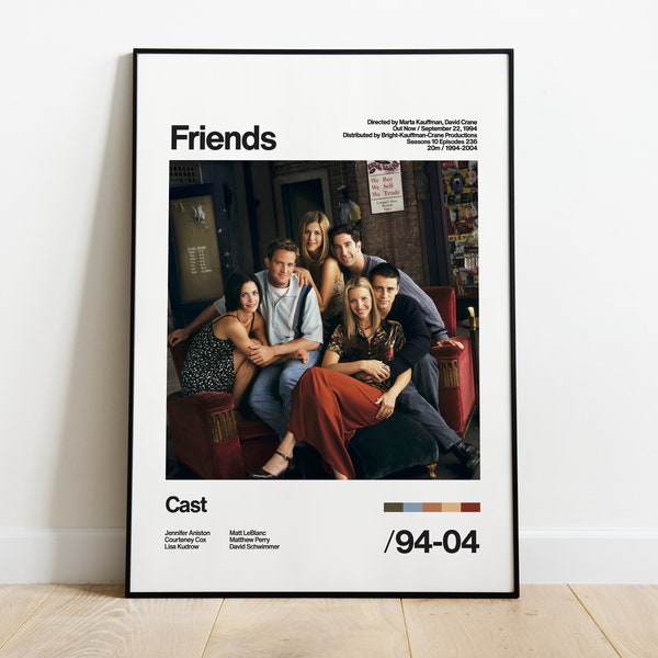 Friends - 1994/2004 - Rachel, Monica, Phoebe, Joey, Chandler, Ross - Film série TV Affiche BFF Artwork Print Gift vintage Home Decor