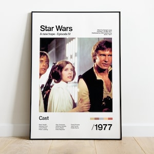 Star Wars - Episode IV - A New Hope - 1977 - Mark Hamill Harrison Ford Carrie Fisher - Movie Poster Artwork Print Vintage Gift