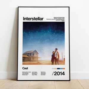 Interstellar - 2014 - Matthew McConaughey, Matt Damon by Christopher Nolan - Movie Poster Artwork Home Decor Print Gift Vintage