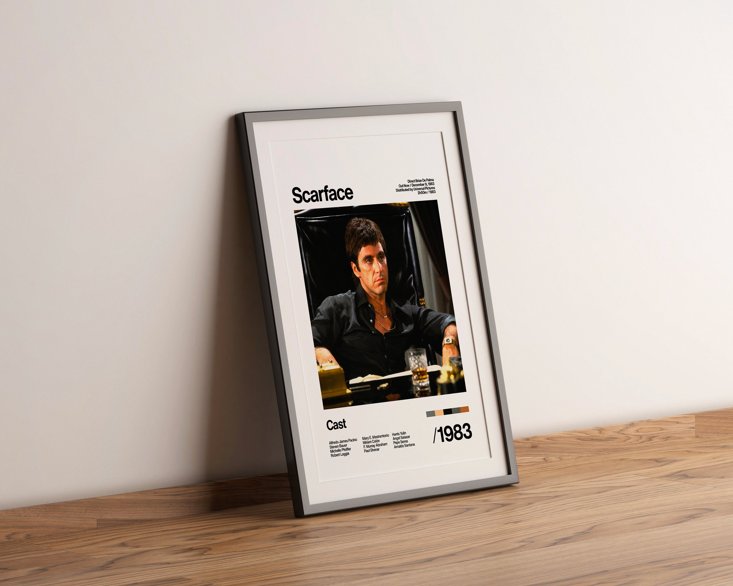 Scarface - 1983 - Al Pacino - Movie Artwork White Print Poster