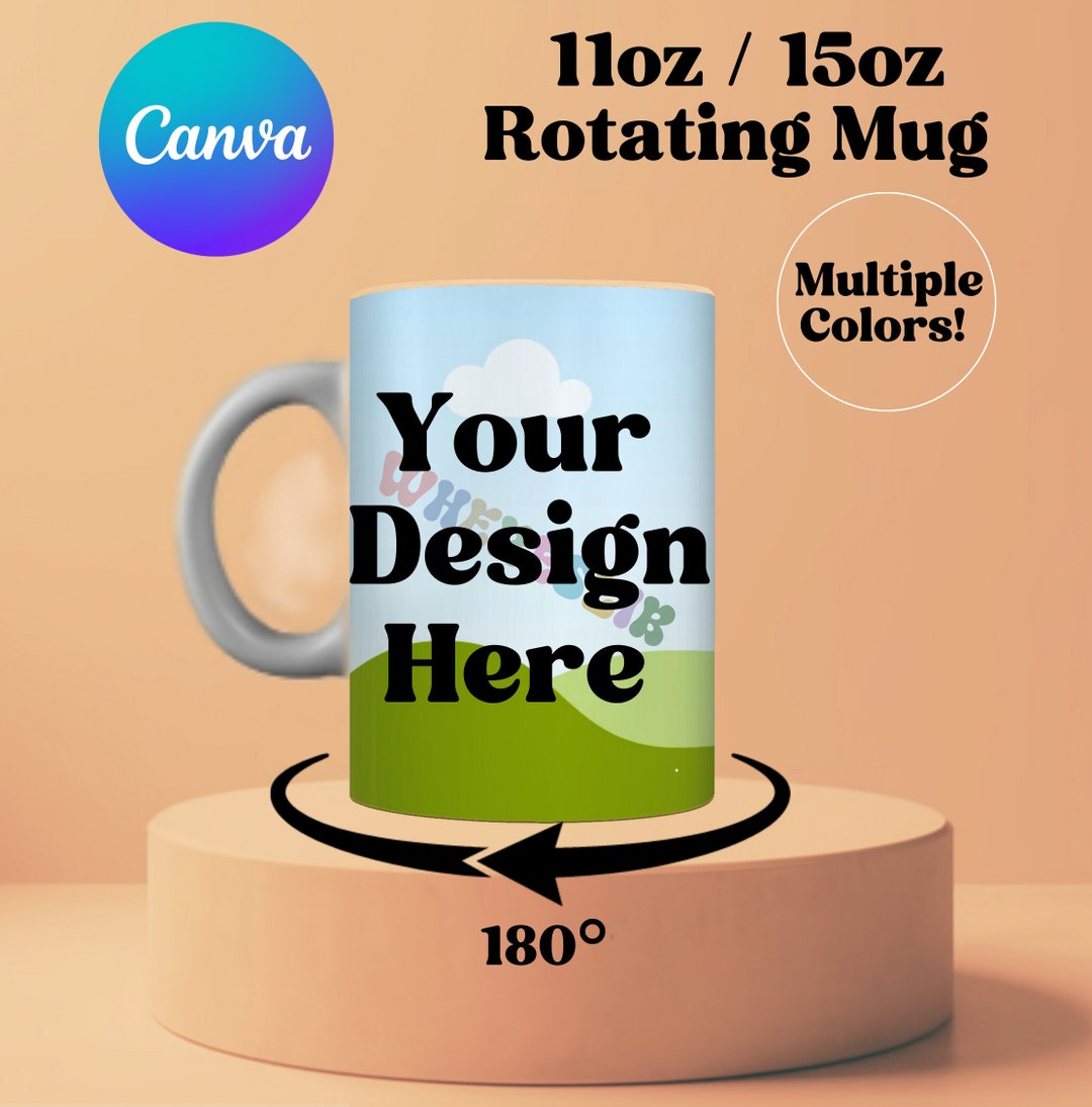 Rotating Mug Mock up Bundle, Canva Template, 10 Colors, Mug Overlay