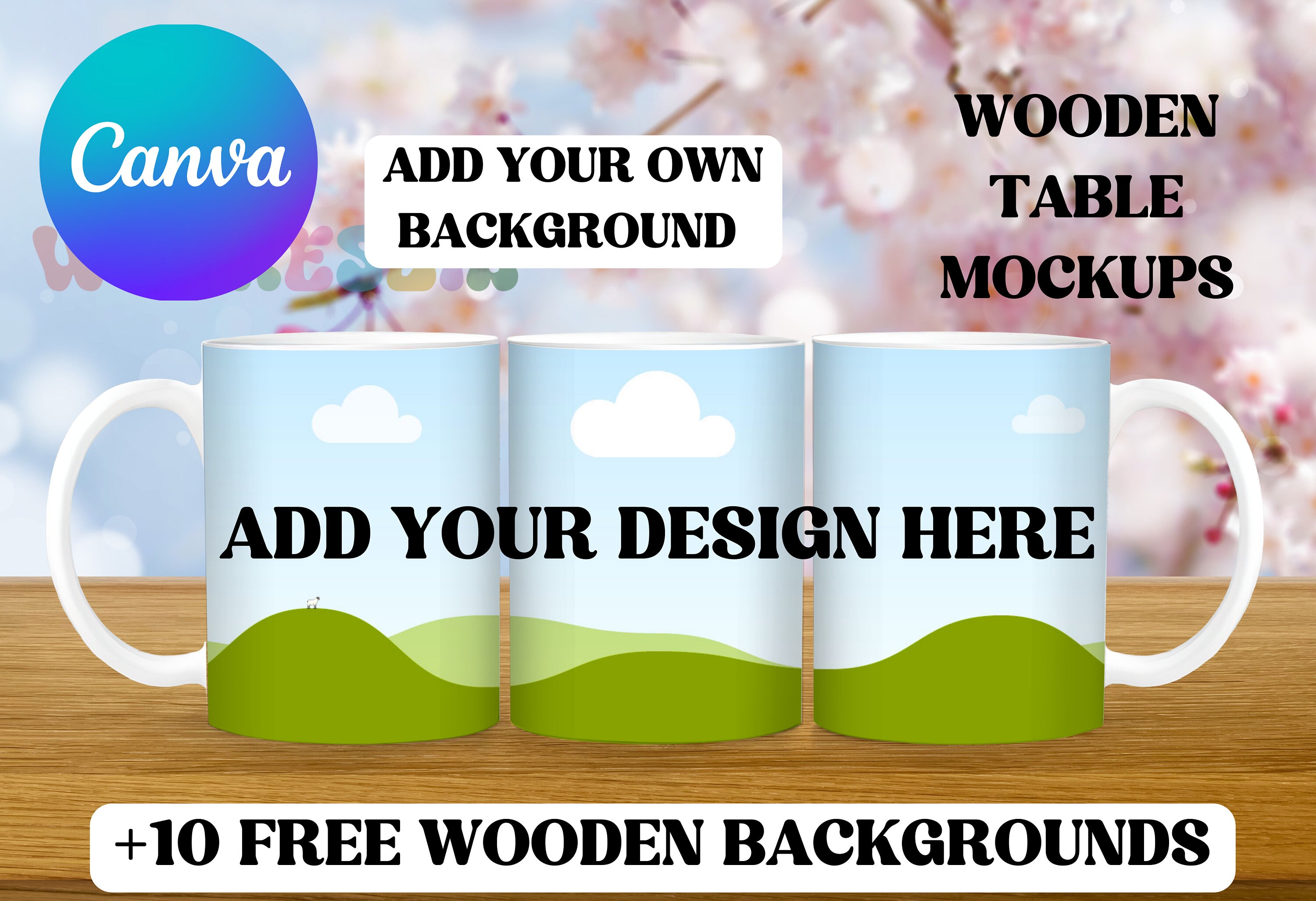 Canva Mug Mockup Bundle, Canva Template, Drag and Drop Mug Template