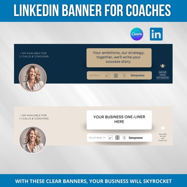 Elegante LinkedIn-bannersjabloon voor coachingprofessionals - volledig bewerkbaar