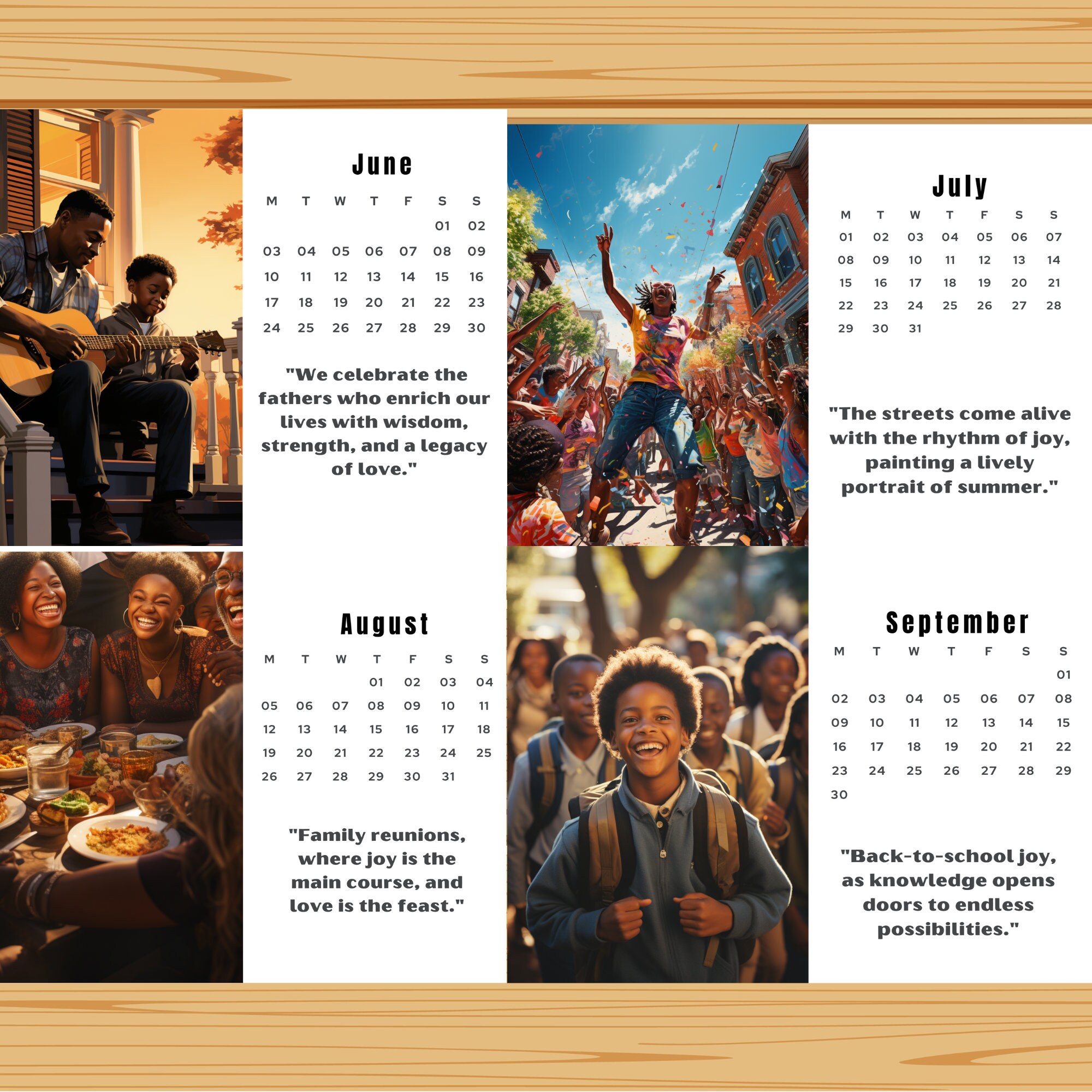 2024 Printable Calendar 2024 Digital Calendar 2024 Calendar Black Joy