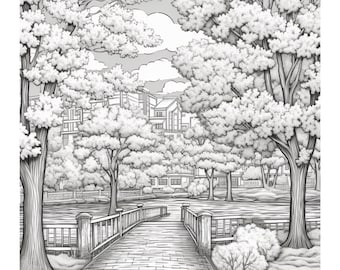 Serene Landscapes Adult Coloring Pages: 10 Intricate Designs (PDF)