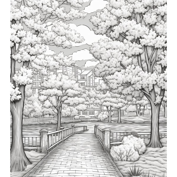 Adult Coloring Pages | 10 Intricate Serene Landscapes | Printable Coloring Pages | Digital Coloring Pages | Instant Download | PDF