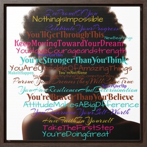 Arte de empoderamiento: Silueta de mujer negra, impresión motivacional (descarga digital)