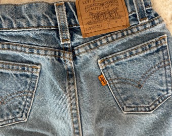 Vaqueros Levi's vintage para niños, talla 7, con pestaña naranja