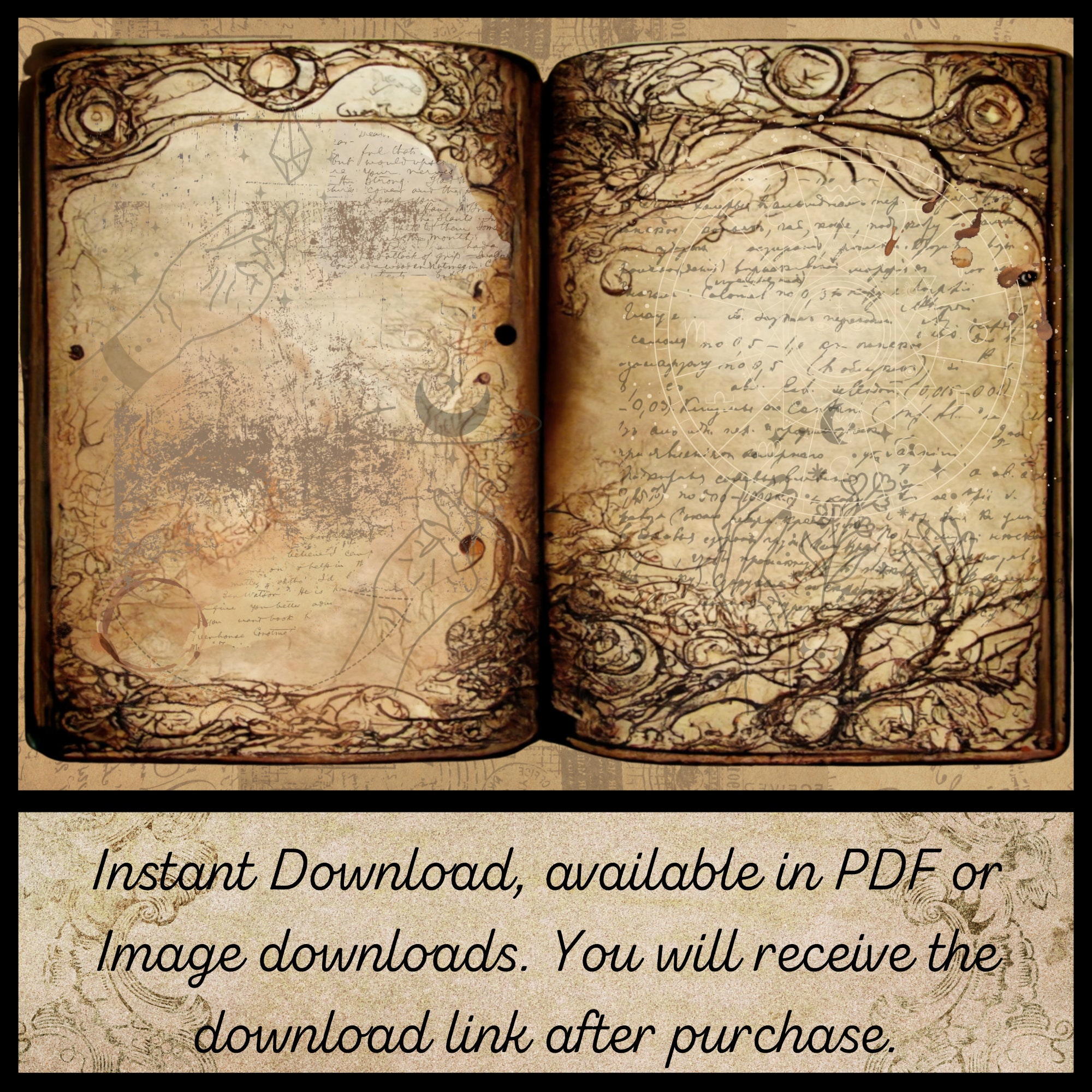 Grimoire, Printable Papers, Grimoire Digi-prints, Digital Downloads ...