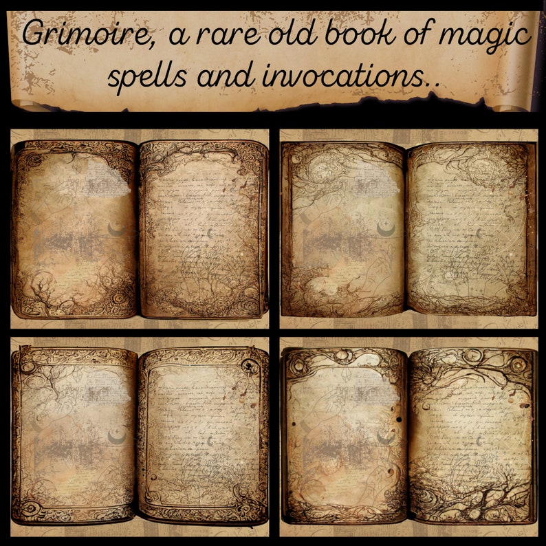 Grimoire, Printable Papers, Grimoire Digi-prints, Digital Downloads, Grimoire Prints, Vintage ...