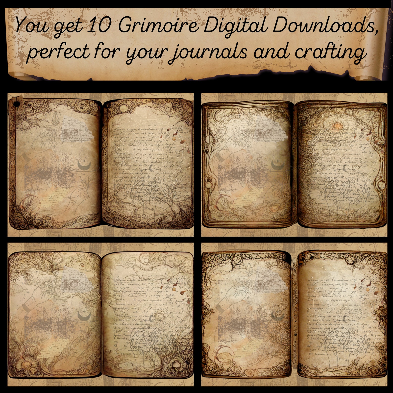 Grimoire Printable Papers Grimoire Digi-prints Digital - Etsy