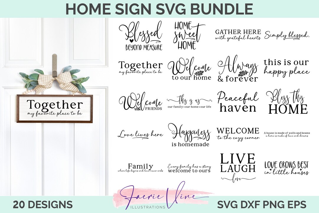 Farmhouse Home Sign SVG Bundle, 20 Designs - Etsy UK