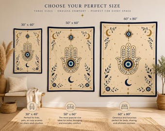Hamsa Hand Eye Blanket | Spiritual Evil Eye Velveteen Throw