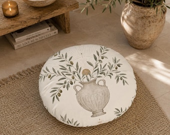 Olive Branch Moon Tufted Floor Pillow