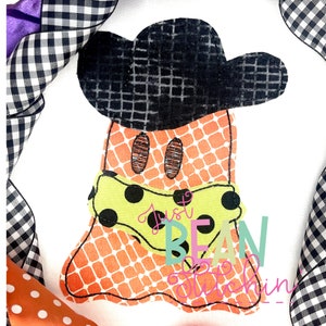 Cowboy Ghost Bean Stitch Applique Design,Boy Ghost Embroidery Design,Halloween,Bean Stitch,Halloween Applique Design,Girl Applique Design,