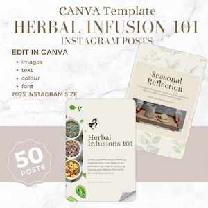 Herbal Instagram Templates, Canva Posts for Herbalists, Wellness Social Media Kit, Natural Remedies, Editable Herbal Canva Template - SMB20