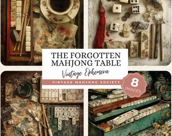 Mahjong Ephemera, Printable Collage Sheets, Junk Journal Papers, Vintage Game Table