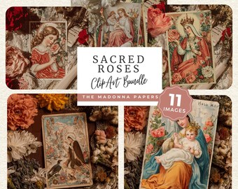 Catholic Madonna PNG Clipart, Virgin Mary Holy Card Art, Religious Rose Images