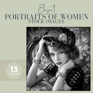 Vintage Black & White Women Portraits, 1920s Fashion Photography Clipart, Junk Journal Ephemera, Scrapbook Printable, Digital Download—STK15