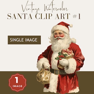 Vintage Santa Claus Clipart PNG, Single Retro Christmas Santa with Gifts, Secret Santa Sublimation Design, Instant Download Printable—CAS05a